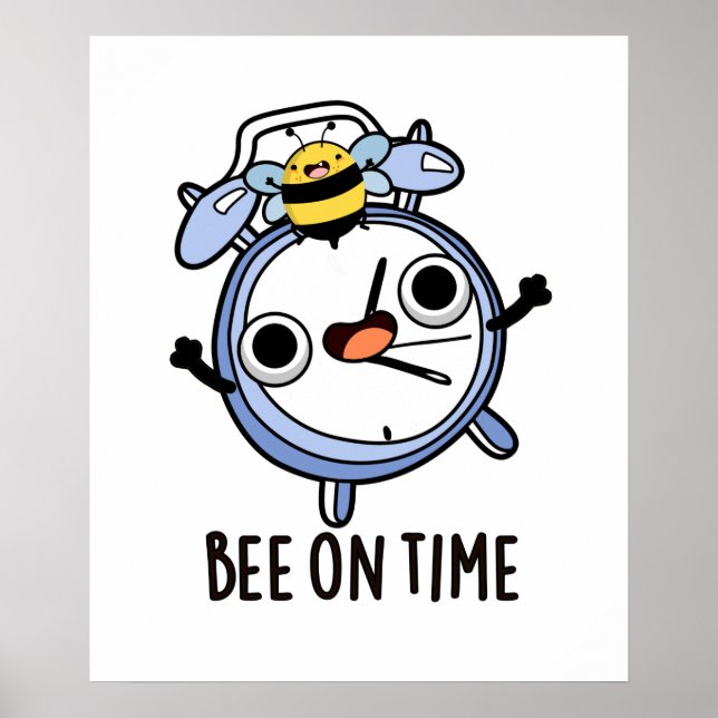 Poster Abeille À L'Heure Drôle Pun D'Horloge D'Insectes (Devant)