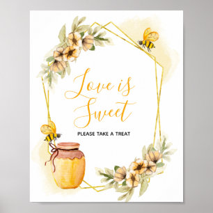 Poster Abeille Botanique Aquarelle L'amour est signe doux