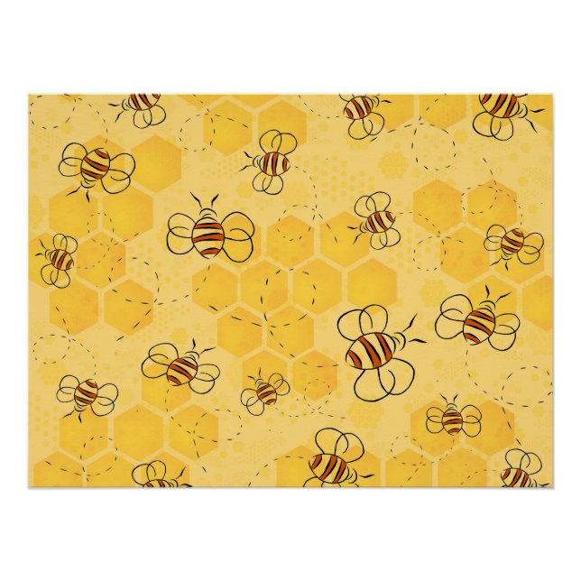 Poster Abeille Bourdonnante Abeilles Mignonnes  (Devant)