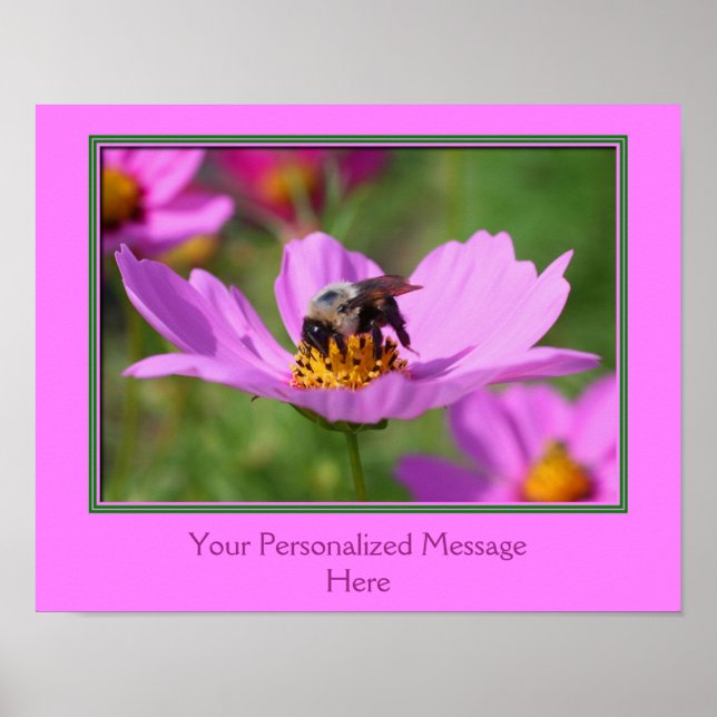 Poster Abeille Sur Fleur Cosmos Rose Créez Votre Propre (Devant)