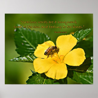 Poster Abeille sur une fleur, Proverbes 16:24
