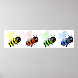 Poster Abeilles colorées