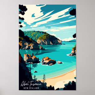 Poster Abel Tasman Nouvelle-Zélande lieu de voyage vintag
