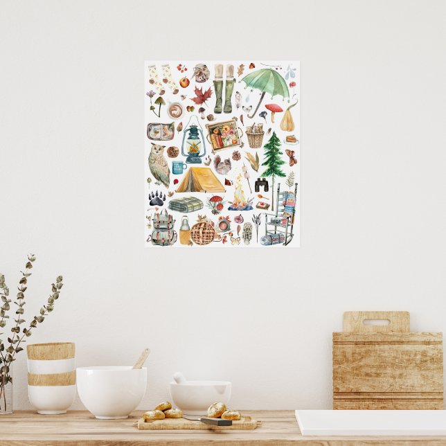 Poster Abondance d'automne | Illustrations Rustiques de a (Cuisine)