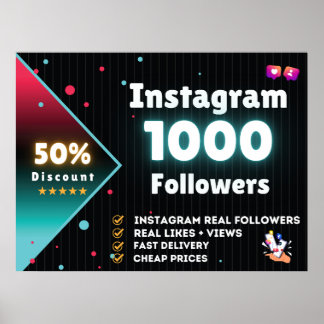 Poster Abonnés Instagram 1000 | Acheter des abonnés Insta