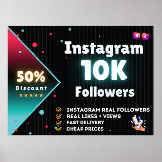 Poster Abonnés Instagram 10K | Acheter des abonnés Instag