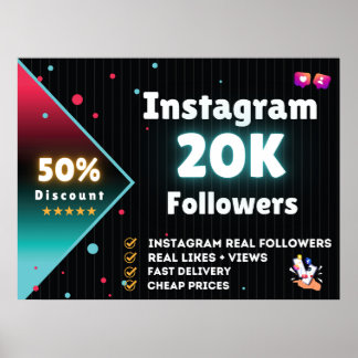 Poster Abonnés Instagram 20K | Acheter des abonnés Instag