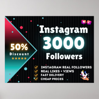 Poster Abonnés Instagram 3000 | Acheter des abonnés Insta