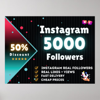 Poster Abonnés Instagram 5.000 | Acheter un abonnés Insta