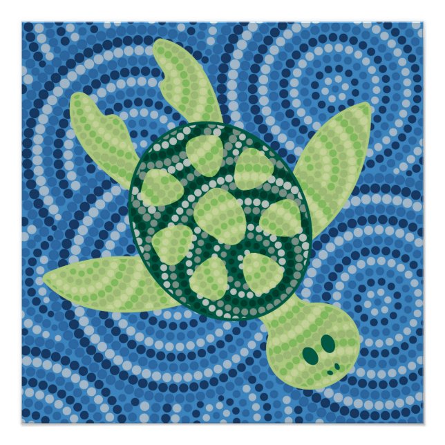 Poster Aboriginal turtle (Devant)