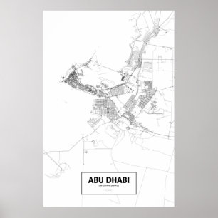 Poster Abou Dabi, Émirats arabes unis (noir sur blanc)
