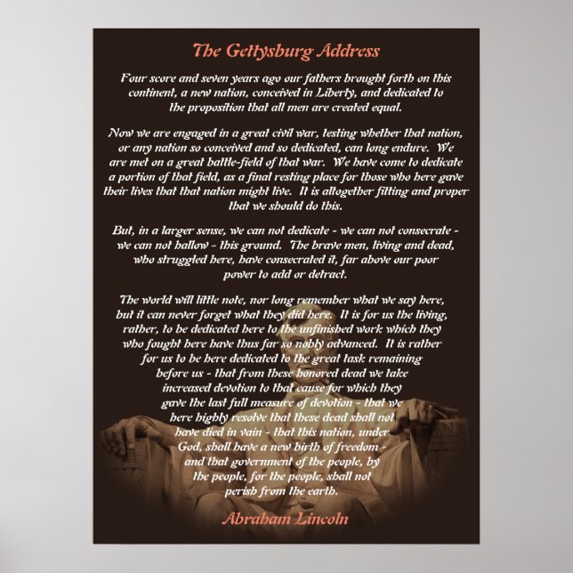 Poster Abraham Lincoln - Adresse Gettysburg (Devant)