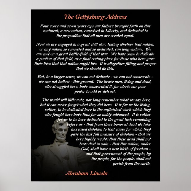Poster Abraham Lincoln - Adresse Gettysburg (Devant)