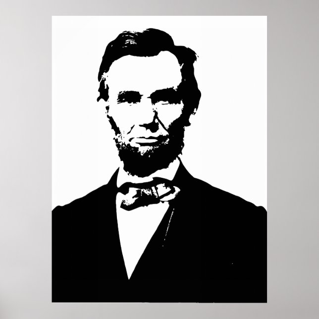 Poster Abraham Lincoln, dessin vectoriel noir et blanc (Devant)