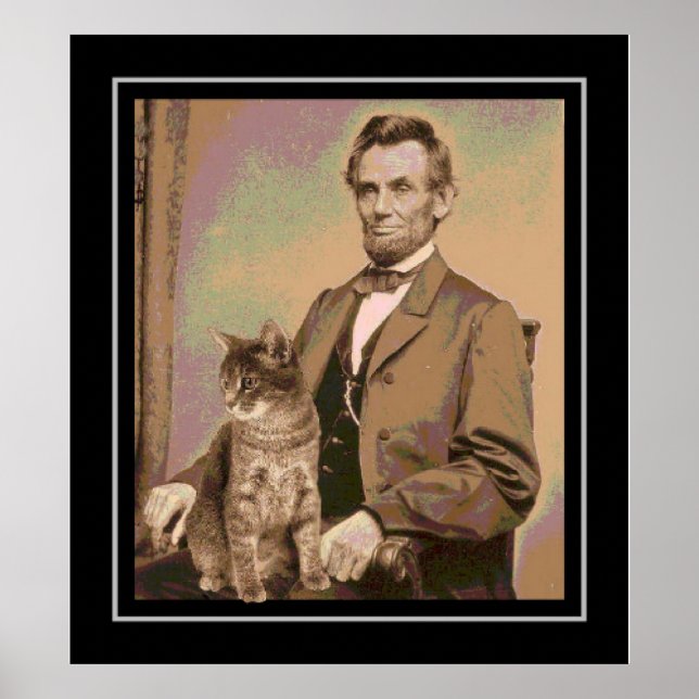 Poster Abraham Lincoln et son chat "Dixie" (Devant)