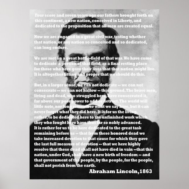 Poster Abraham Lincoln Gettysburg Adresse Portrait (Devant)