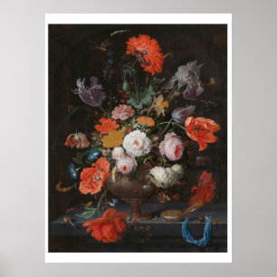 Poster Abraham Mignon La vie morte avec des fleurs et une