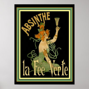 Poster Absinthe La Fee Verte  12 x 16 Print