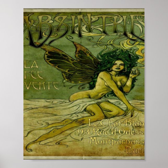 Poster Absinthe Vintage Green Fairy (Devant)