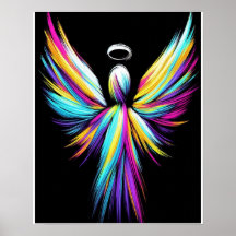 Abstract Angel In a Rainbow of Colors