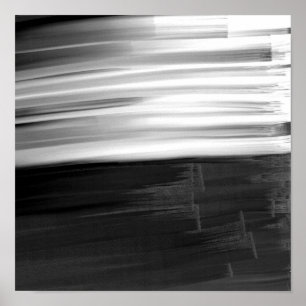 Poster Abstract black white watercolor brushstrokes