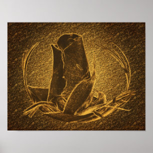 Poster Abstract Brown Rosebud Art Floral Print