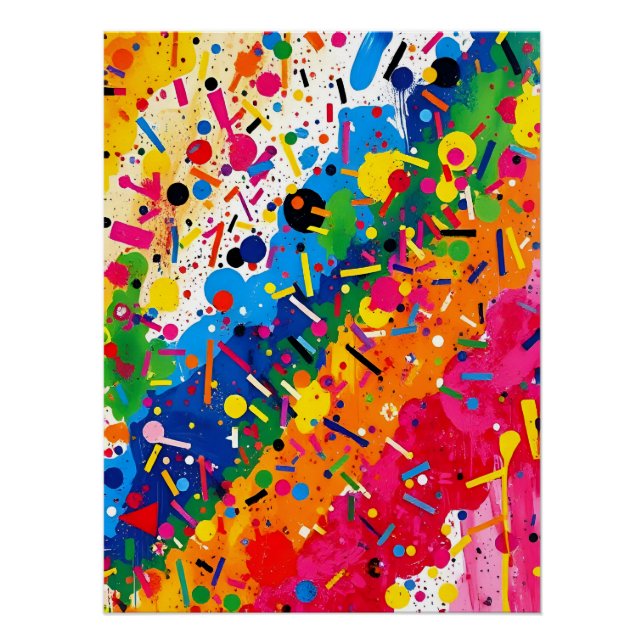 Poster Abstract Colorful Modern Graffiti Street Art  (Devant)