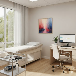 Poster Abstract Coral and Blue Geometric Art