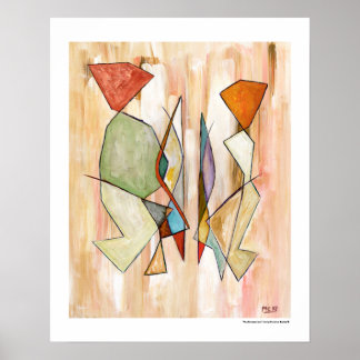 Poster Abstract Couple Neutral Beige Wall Art Orange
