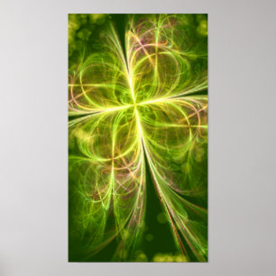 Poster Abstract Fantasy Four Leaves Green Yellow Clover