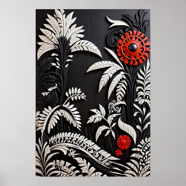 Poster Abstract Floral Art Print (Devant)