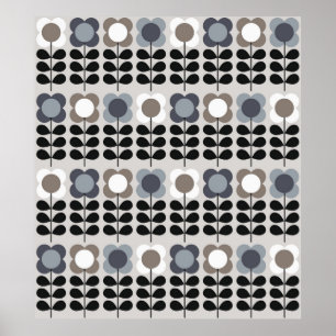 Poster Abstract floral seamless pattern. Nordic style. Vi