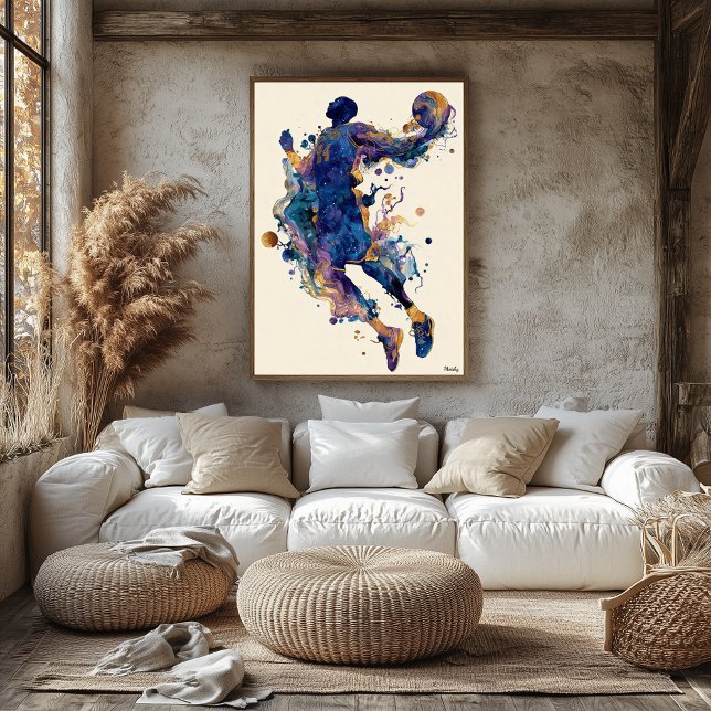 Poster Abstract Fluid Ink Basketball Player – Modern Art (Créateur téléchargé)