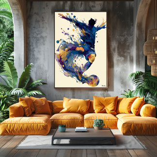 Poster Abstract Fluid Ink Soccer Player – Modern Motion