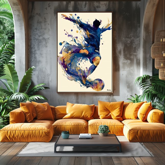 Poster Abstract Fluid Ink Soccer Player – Modern Motion (Créateur téléchargé)