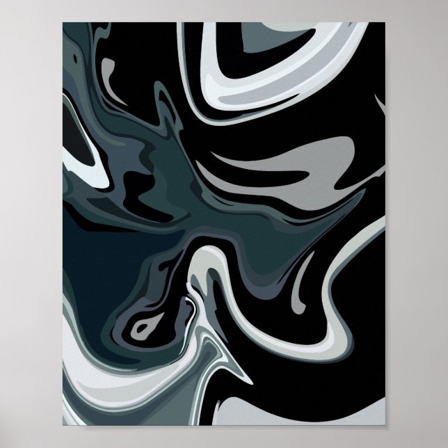 Poster Abstract Fluidity in Monochrome Swirls (Devant)