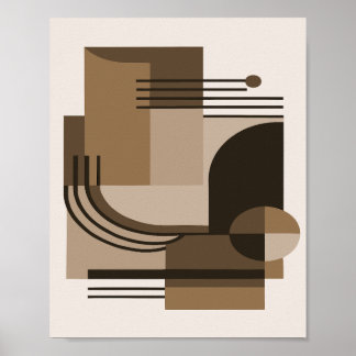 Poster Abstract Geometric Composition in Earthy Tones