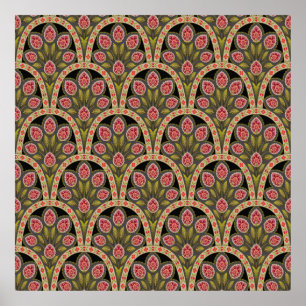 Poster abstract Geometric mughal motif flower patternart,