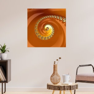 Poster Abstract Gold Orange Gradient Spiral Fractal