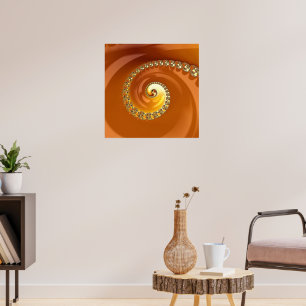 Poster Abstract Gold Orange Gradient Spiral Fractal