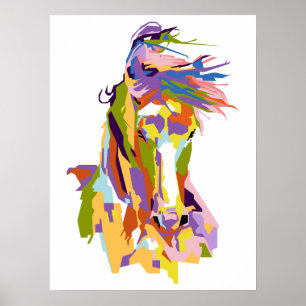 Poster Abstract horse in WPAP