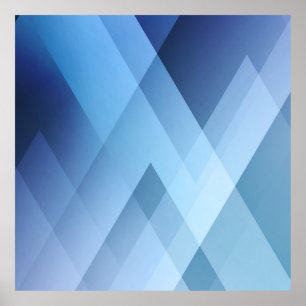 Poster Abstract light background. Blue triangle pattern.
