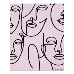 Poster Abstract Line Faces Wall Art