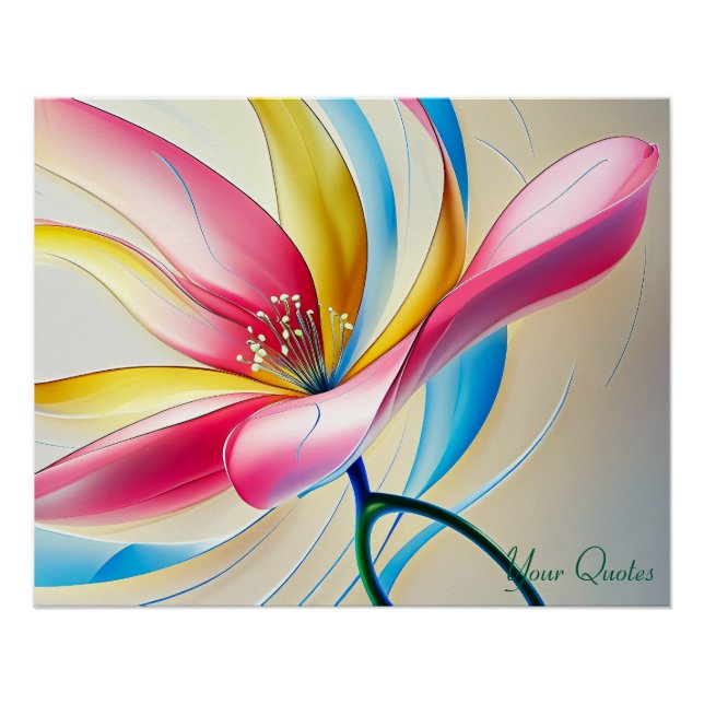 Poster Abstract Magnolia Watercolor Bloom (Devant)