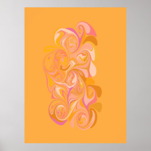 Poster Abstract Marble Swirl Art in Yellow