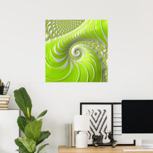 Poster Abstract Modern Lime Green Spiral Fractal