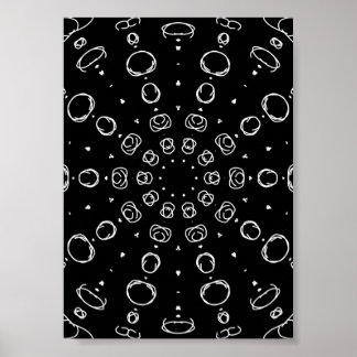 Poster Abstract Monochrome White Mandala Geometric Patter