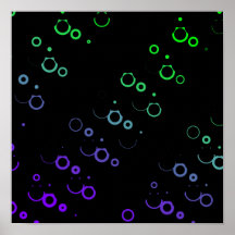 Abstract Neon green purple circles spheres