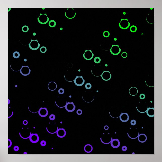 Poster Abstract Neon green purple circles spheres (Devant)