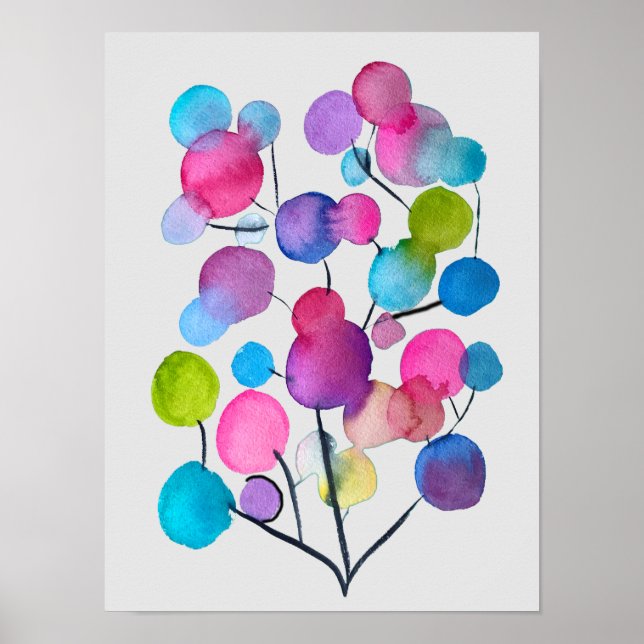 Poster Abstract rose Summer Tree art (Devant)